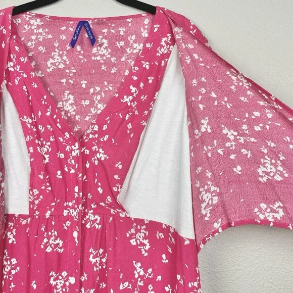 Seraphine Women's 8 Raspberry Sanna Maternity Nursing Midi Dress Viscose Floral - Picture 7 of 16